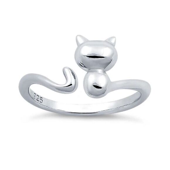 Sterling Silver Plain Bubble Cat Ring New - Picture 2 of 4